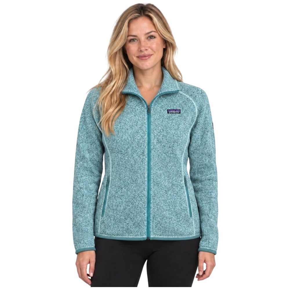 Patagonia Better Sweater Full Zip Fleece Jacket Teal Marled Knit Womens Large